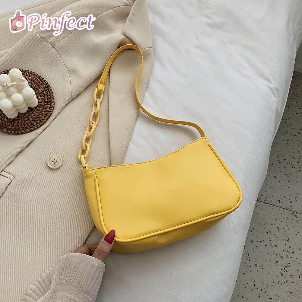 [Pinfect] Fashion Soft PU Leather Women Handbag Elegant Pure Small Underarm Shoulder Bags Female Mini Totes Purse