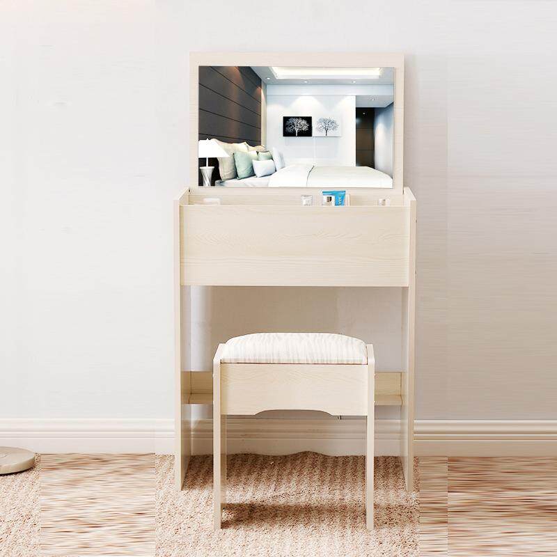 Vanity Set, Dressing Table with Folding Mirror and Stool, Separated Drawers, Hidden Shelves for Brushes Nail Polishes and Cosmetic, Switchable mirror, Easy Assembly