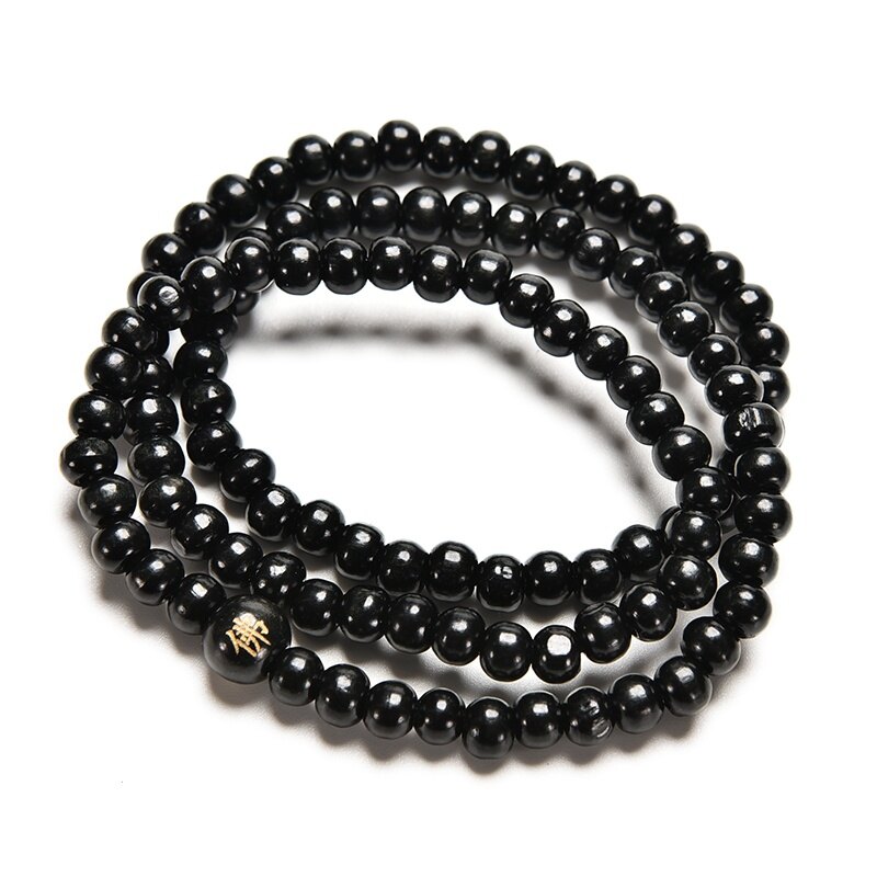 New Sandalwood Buddhist Buddha Meditation Prayer Bead Black Bracelet Necklace