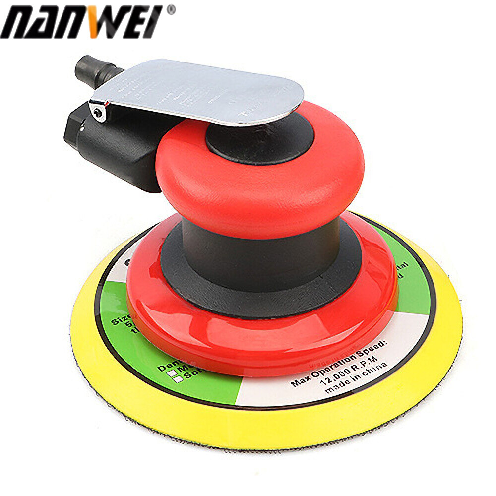 NANWEI 5inch/6inch Pneumatic Sander Pneumatic Polisher Air Sander Air Palm Orbital Sander Grinder Palm Sander Sanding Machine Tool