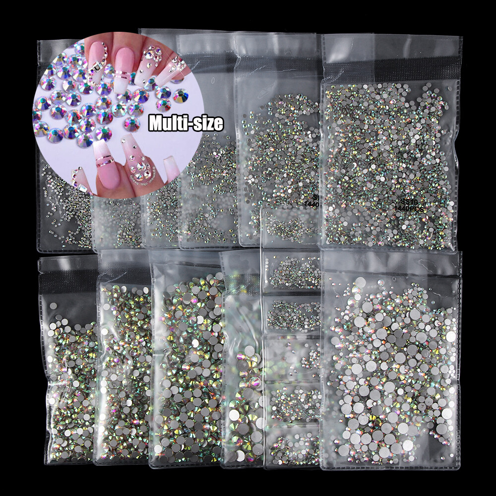 Fashion 3D Nail Art Nail Jewelry Super Glitter Shiny Crystal AB Flatback Glass Crystals Stones Nail Art Rhinestone Manicure Decor