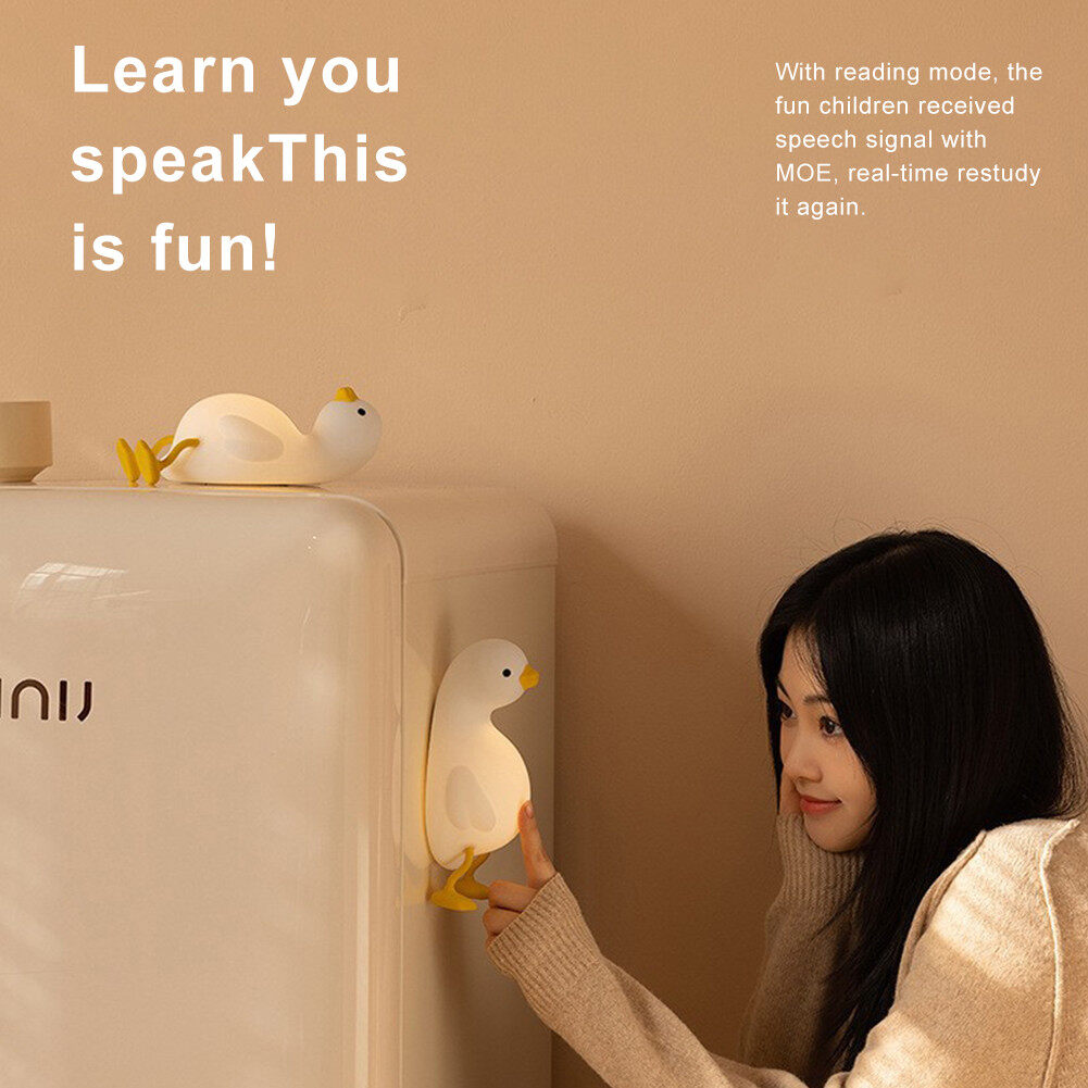 New Cute LED Lying Duck Silicone Nightlight USB Charging Bedside Bedroom and Sleeping Nightlight with Sleeping Table Lamp Birthday Gift