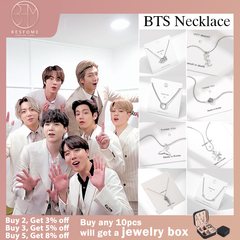 BESFOME Original BTS Necklace BangtanBoys V Same Style Jewelry Necklace Stainless steel