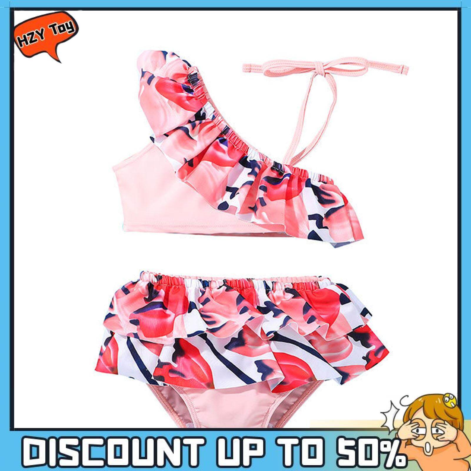 1 Set Girls Swimwear Two Pieces Breathable Tactile-friendly Bathing Suits Beach Pool Clothes for Kids Girls Swimwear Two