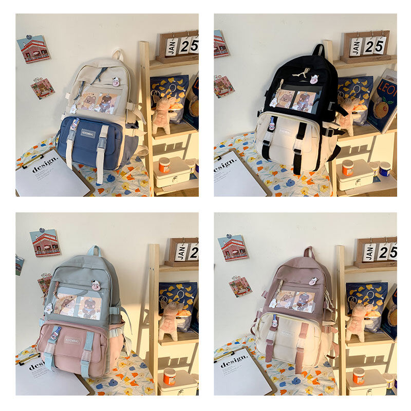 AMILA Contrast color backpack ins backpack college student Korean version backpack large capacity middle school student schoolbag girl schoolbag