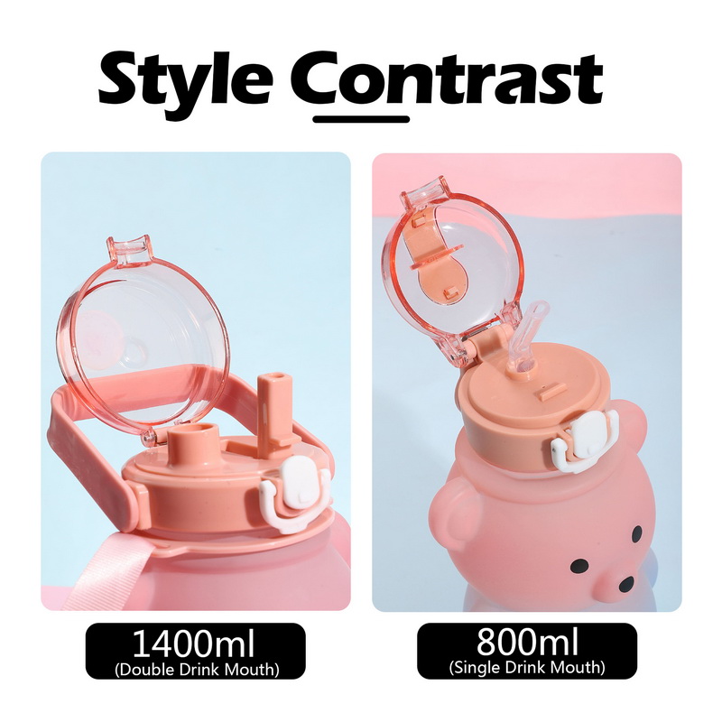 ABL 800ML Bear Kids Drinking Water Bottle Straw Cup Large-capacity Student Bottle Drink Portable Botol Air Shaker Bottle Shaker Bottle
