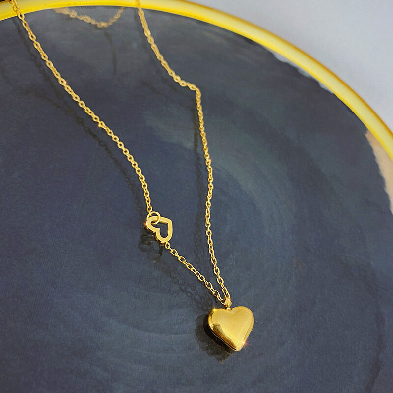 Yuki's High quality titanium steel Love Cute Heart Shape Dainty Pendant Necklace Jewelry Heart Pendant Necklace for women love Gifts for Daughter from Mom Dad
