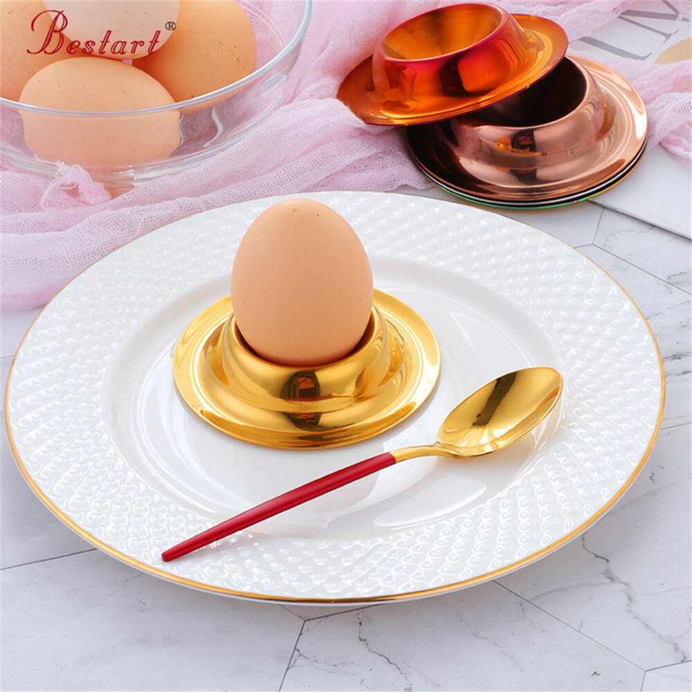 Livelifest Stainless Steel Egg Cup Round Breakfast Egg Holder Practical Egg Stand Egg Rack Single Egg Storage Tray Restaurant Kitchen Boiled Egg Tool