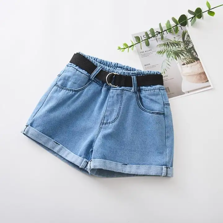 children's high waisted denim shorts