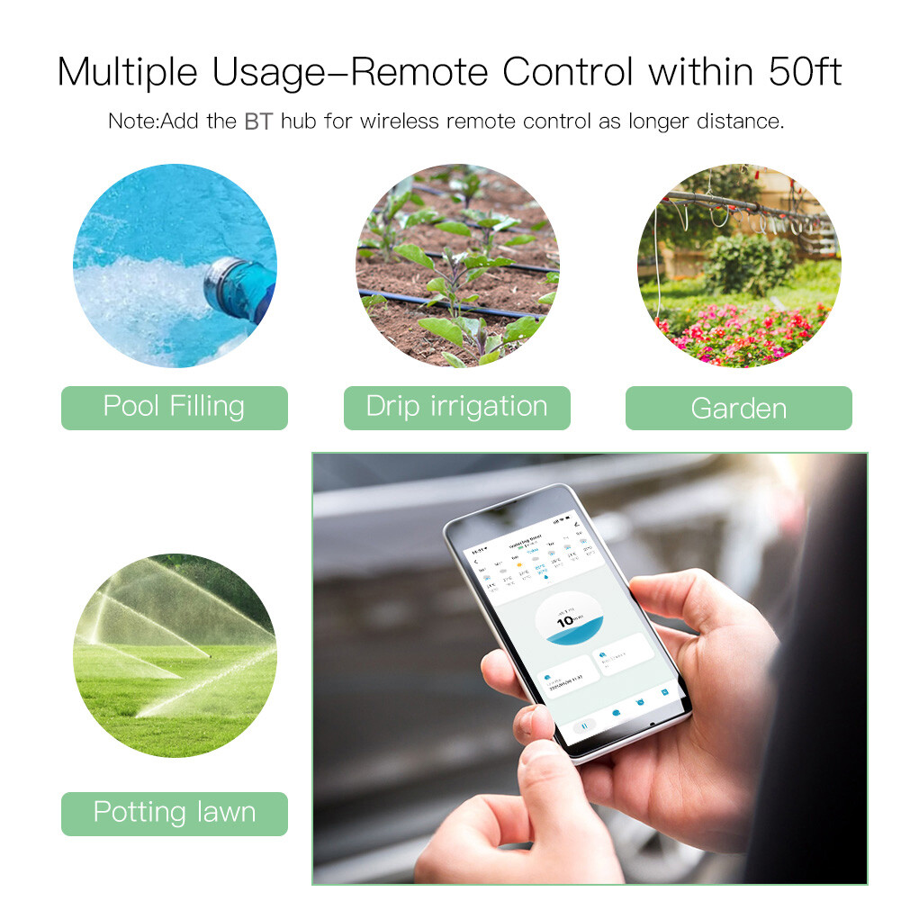 Smart Sensor Intelligent Tuya APP BT Water Timer Rain Delay Programmable Irrigation Timer with Automatic and Manual Watering Hub Required Compatible with Alexa Google Home Voice Control Need to be Used with Gateways