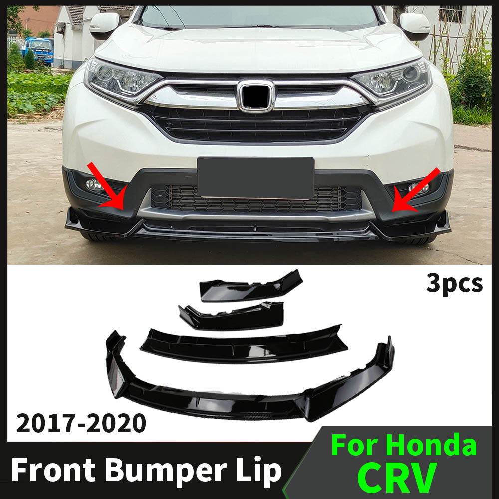 Gloss Black Front Bumper Lip Splitter Kit For Honda CR-V CRV 2017-2020 – 4pcs Polyurethane