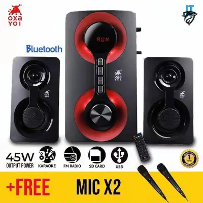 OXAYOI Akareddo 505 BTURM 2.1 Speaker Karaoke Bluetooth SD card USB Remote control AUX FM Radio Free 2 Wired Microphone