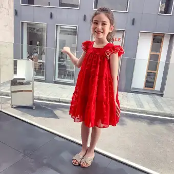 girls red summer dress