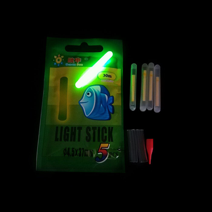 5 Cái/túi Đom Đóm 4.5*37Mm/3*25Mm, Đèn Huỳnh Quang Phao Câu Cá Que Phát Sáng Ban Đêm Que Phát Sáng Màu Tối Mới