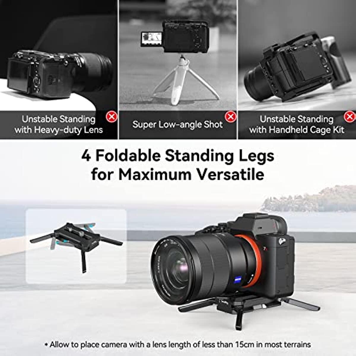 SmallRig Arca Quick Release Plate with Foldable Quadruped Support for Tripod Ball Head 38mm Manfrotto Base Mount 3913