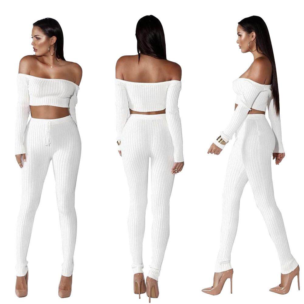 Clothes For Women With Best Online Price In Malaysia Women Fashion Split 2 Piece Set Casual Bodycon Outfit Sportswear