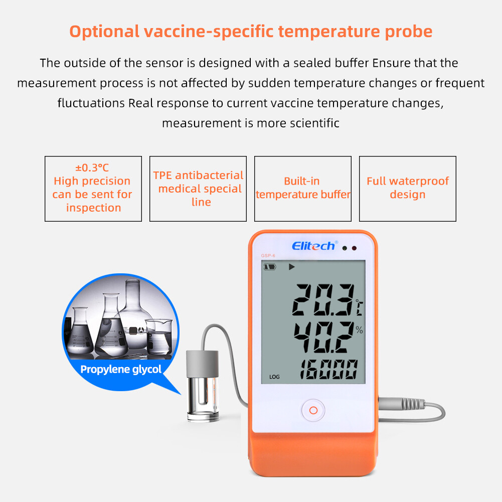 Yieryi GSP-6 màn hình lớn nhiệt độ độ ẩm máy ghi dữ liệu thăm dò âm thanh và ánh sáng báo động