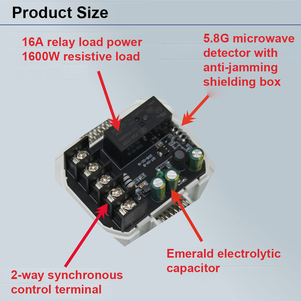 Original Aideepen Sensor Body Motion Detector 5.8GHz Adjustable Embedded Microwave Radar Light Switch for Corridor Sensor