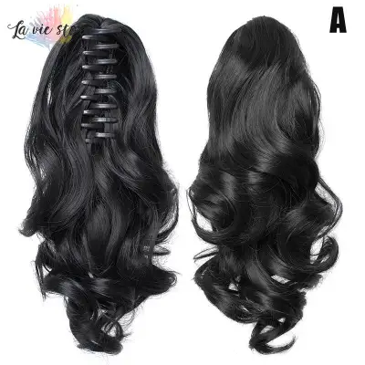 La vis Clip-On Curly Ponytail Hair Extension Women Claw On Long Wavy Wig Hair Piece A