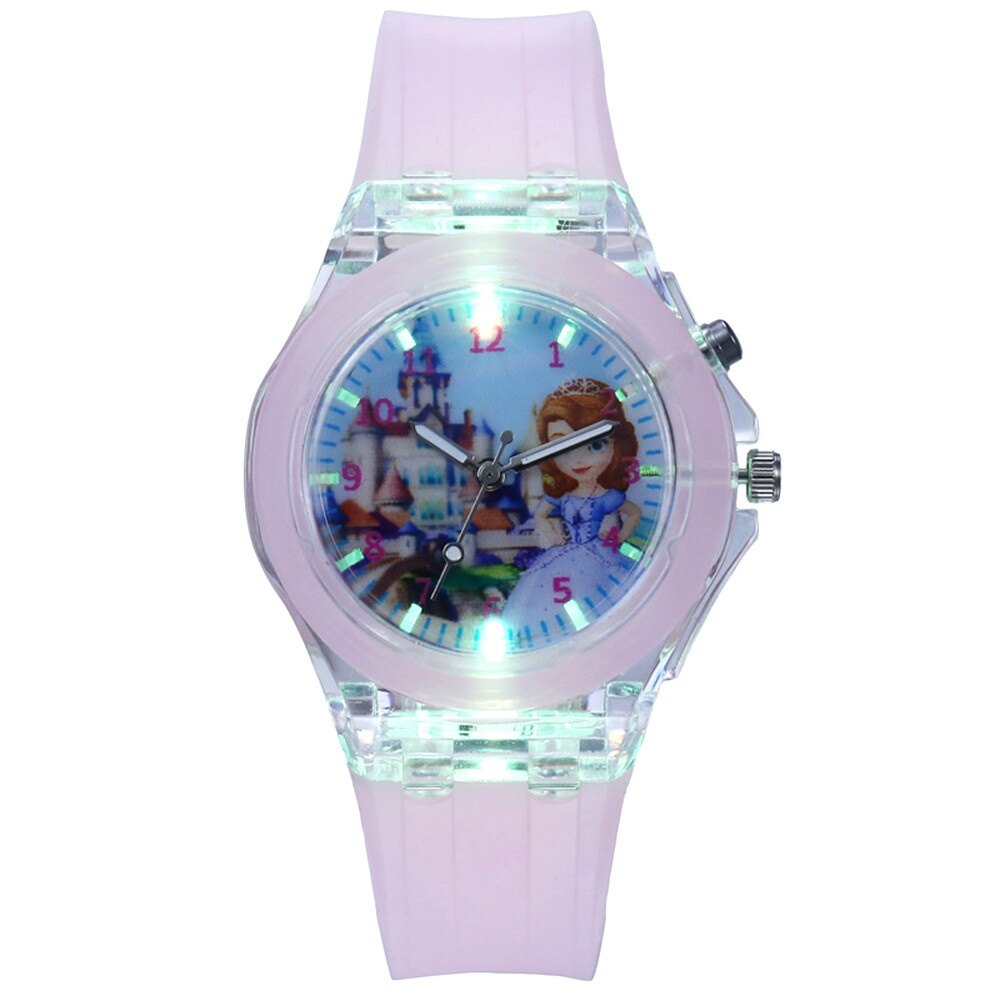 Kingstar123 Boys Girls F rozen Watch Luminous Silicone Cute Cartoon Clock Hello K itty Children