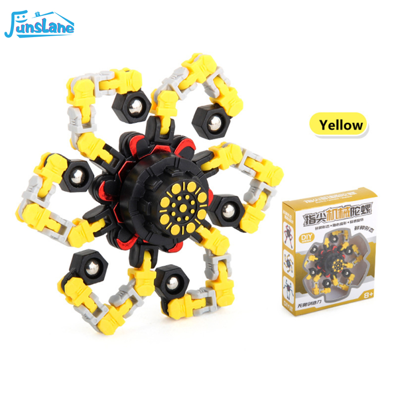 FunsLane Deformable Stress Relief Toy Fingertip Spinner Toy Transformable Creative Mechanical Gyro Toy For Kids
