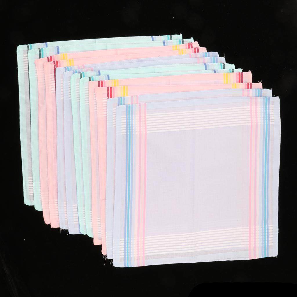 6 pieces 30cm x 30cm classic light colors 100/% cotton handkerchiefs 12 pieces