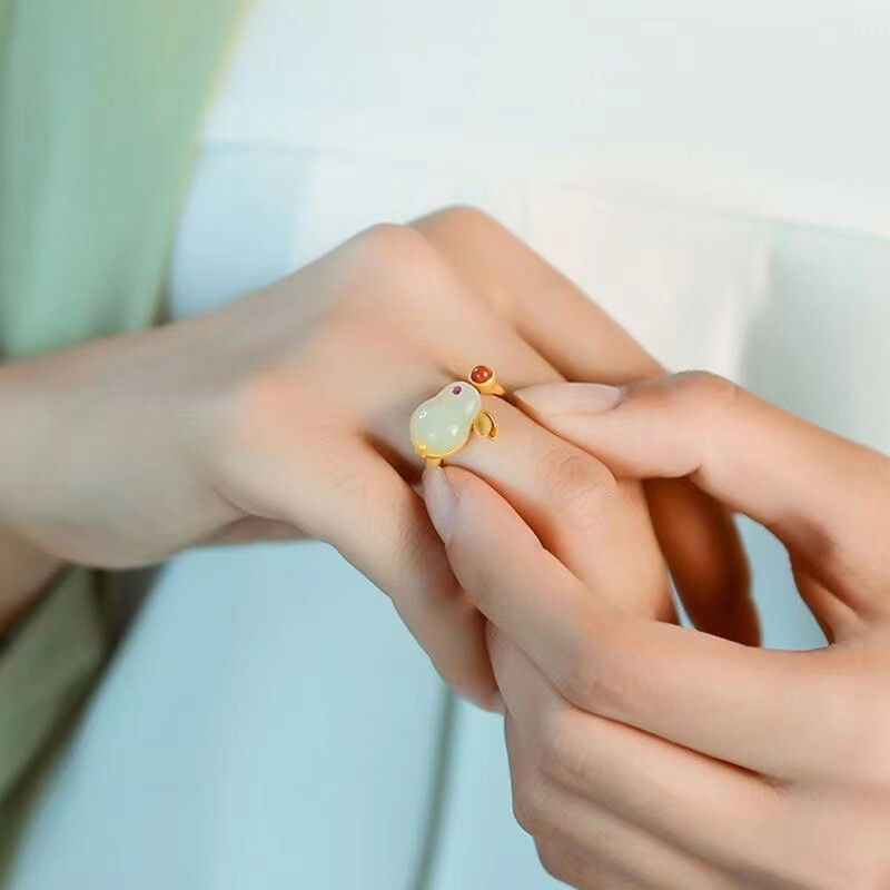 Hmeme 1PC/Pair Rabbit Necklace Bracelet Earring Ring Lucky Jade Rabbit Pendant Jewelry