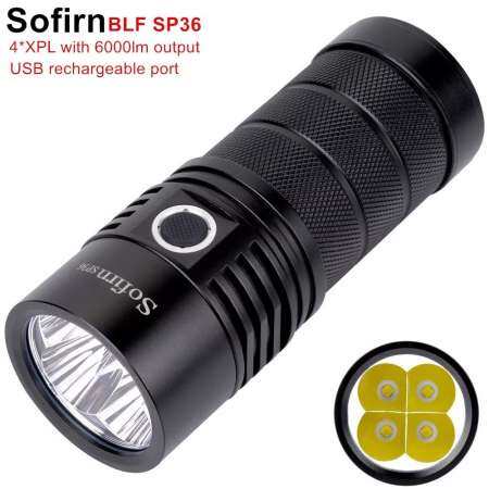 Sofirn Blf SP36 4XPL2 6000LM Powerful Led Flashlight Usb Rechargeable 18650 Multiple Operation Super Bright Narsilm V1.2