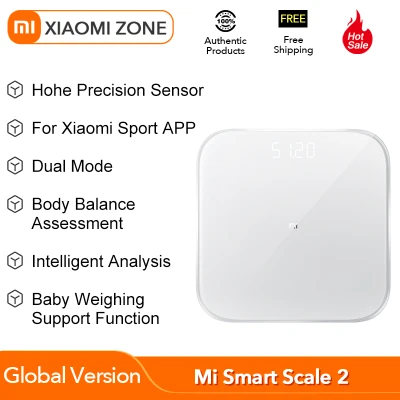[Global Version] New Version Xiaomi Mi Smart Scale 2 LED Display Bluetooth 5.0 IOS Android Body Weighing Scale New Health Balance Digital Weight Scale Xiaomi Smart Weighing Scale 2