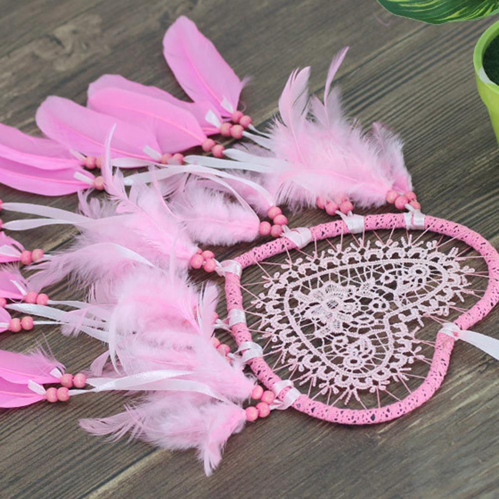 Love Heart Dream Catcher LED Light Feathers Wall Hanging Dreamcatcher Decor