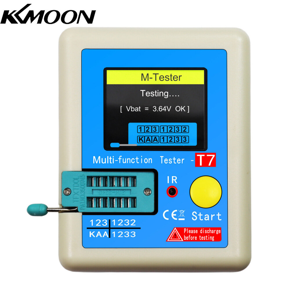 KKmoon Transistor Meter LCR-T7 Multi-Function Capacitance Resistance Tester Full Color Display Transistor Meter for Diode Triode Capacitor Resistor Transistor LCR NPN PNP MOSFET