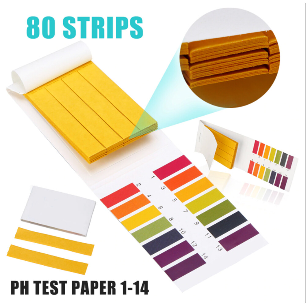 80 Strips PH Test Strips Litmus Test Paper Full Range 1-14 pH Acidic Alkaline Indicator Universal Test Paper Strips pH Tester Fish Box Swimming Pool Water Tester