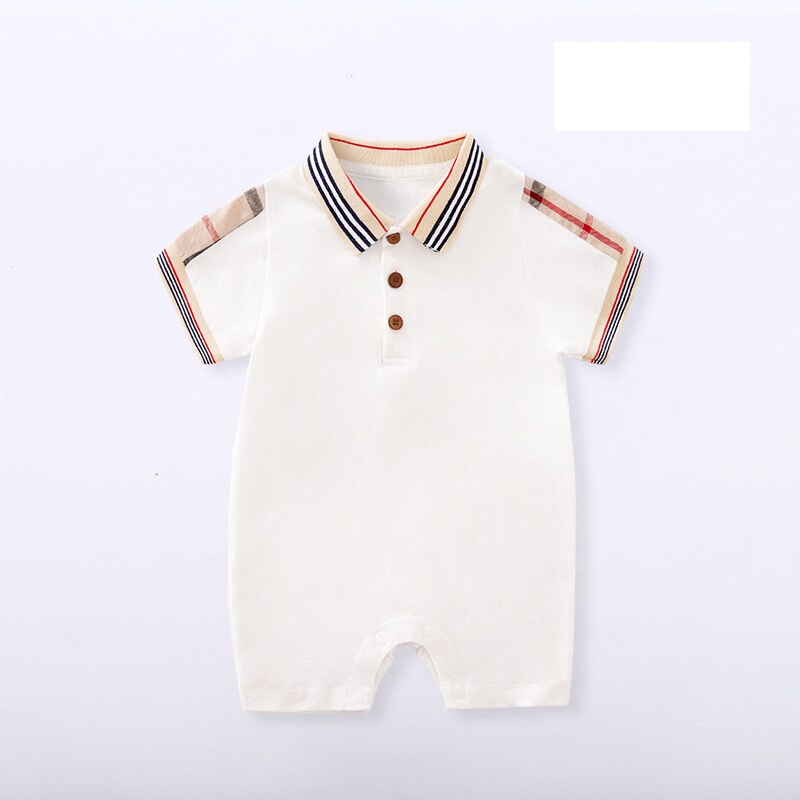 British Style Newborn Bodysuit Summer Short Sleeve Baby Clothes Handsome Gentleman Romper Boy Baby Romper