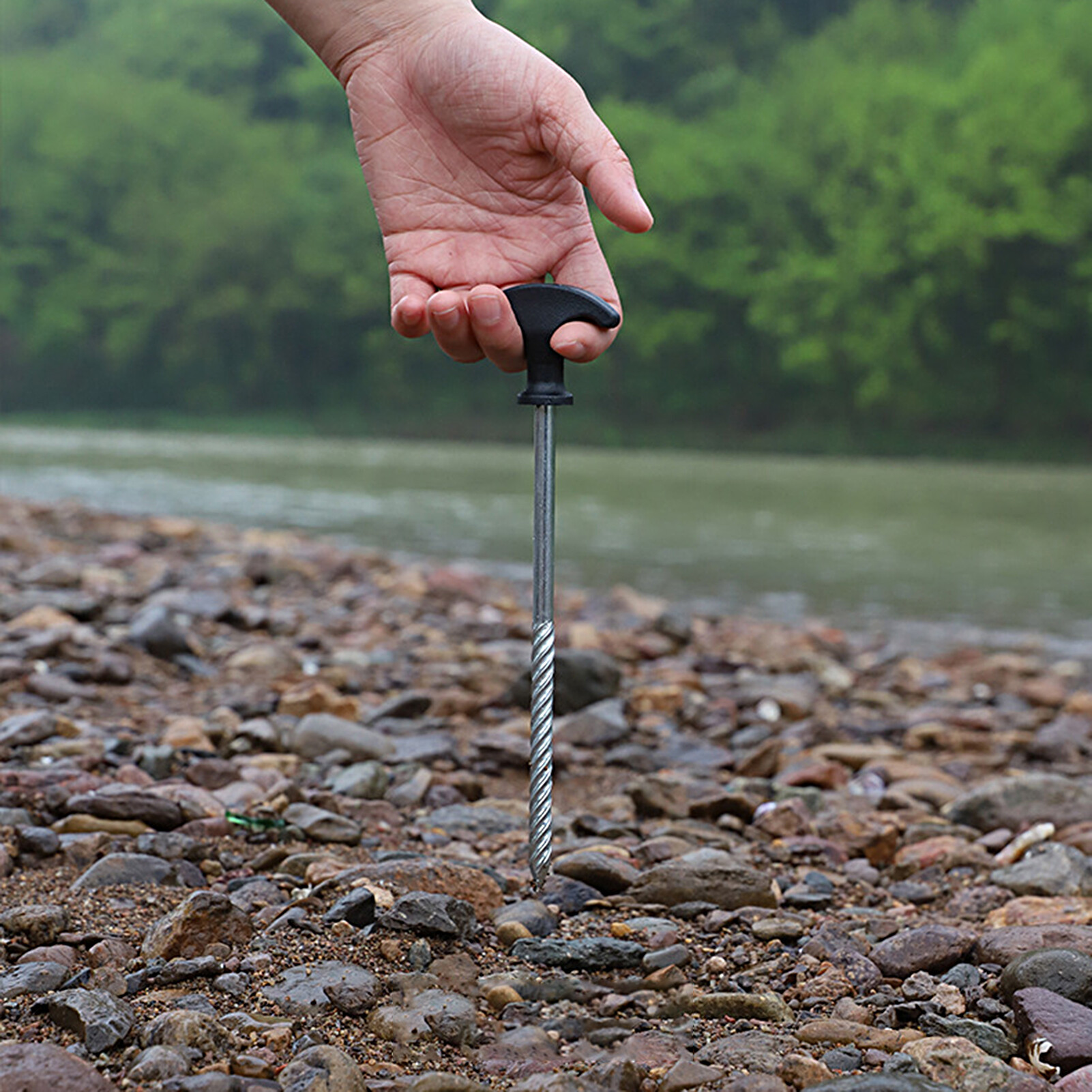 Camping Tent Stake Strong Load-bearing Thickened Windproof Galvanized Iron Impact Resistance Camping Garden Canopy Stake for Outdoor Ground Nail Strong