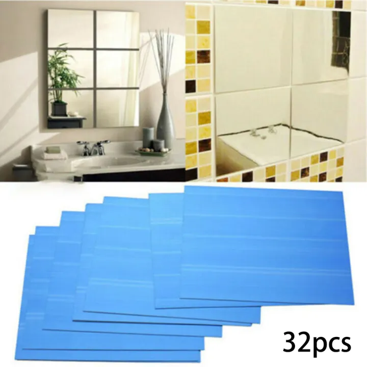 Beauroom 32pcs 150x150x0 1mm Glass Mirror Tiles Wall Sticker Square Self Adhesive Decor Stick Home Lazada Singapore Beauroom 32pcs 150x150x0 1mm Glass, Glass Mirror Wall Tiles