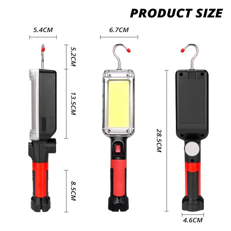 Siêu Đèn pin sáng LED Đèn làm việc COB LED Đèn làm việc Móc Nam Châm Đèn Cắm Trại đèn pin USB Có Thể Sạc Lại Không Thấm Nước Đèn Khẩn Cấp Có Thể Sạc Lại Sửa Chữa Ánh Sáng cầm tay nhẹ Cho Xe Đèn Pin Đèn làm việc