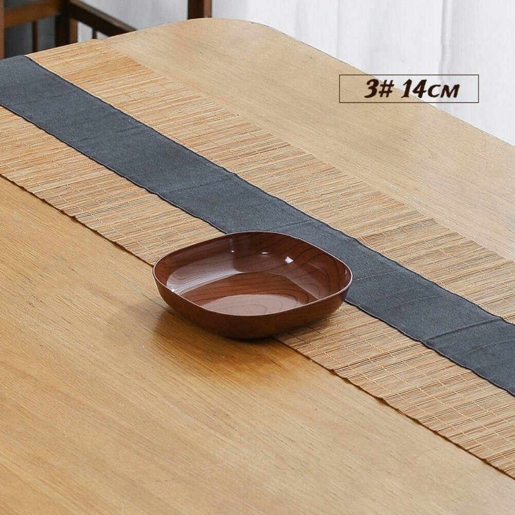 TTMU 1pcs Kitchen Square Plate Wood Grain Plastic Square Plate Dessert Snack Tableware Dried Fruit Fruit Cake Snack Plate