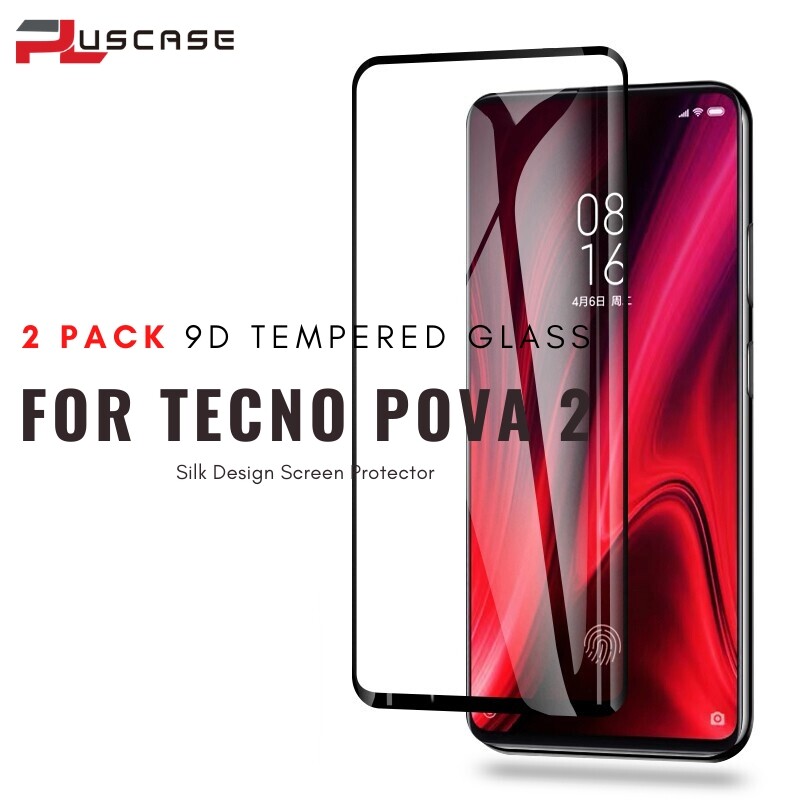 PlusCase cho Tecno Pova 2 2 Pack HD 9H Bảo vệ màn hình bằng kính cường lực cứng Bảo hiểm đầy đủ Phim bảo vệ rõ ràng 2 miếng