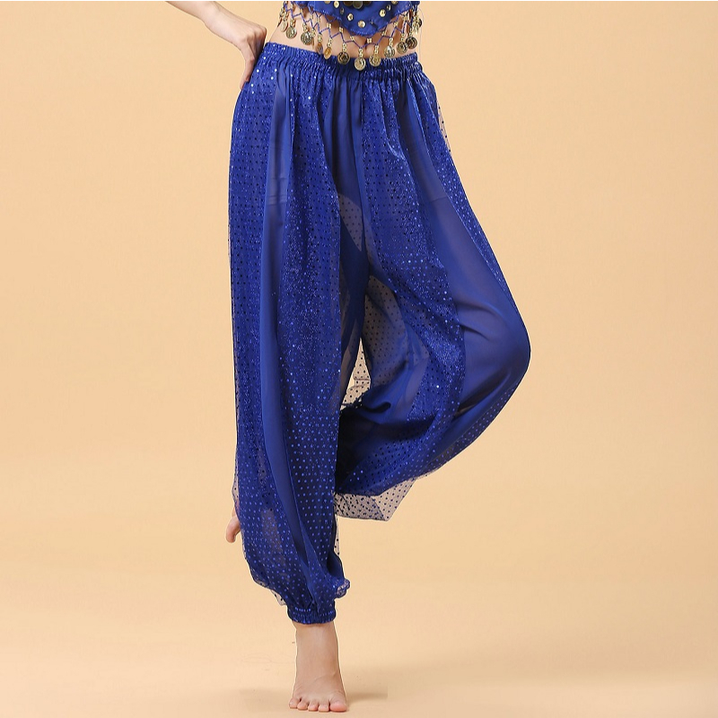 Chiffon Slit Harem Yoga Pants – Tribal Dance Costume, Polyester, Sizes XS To XL