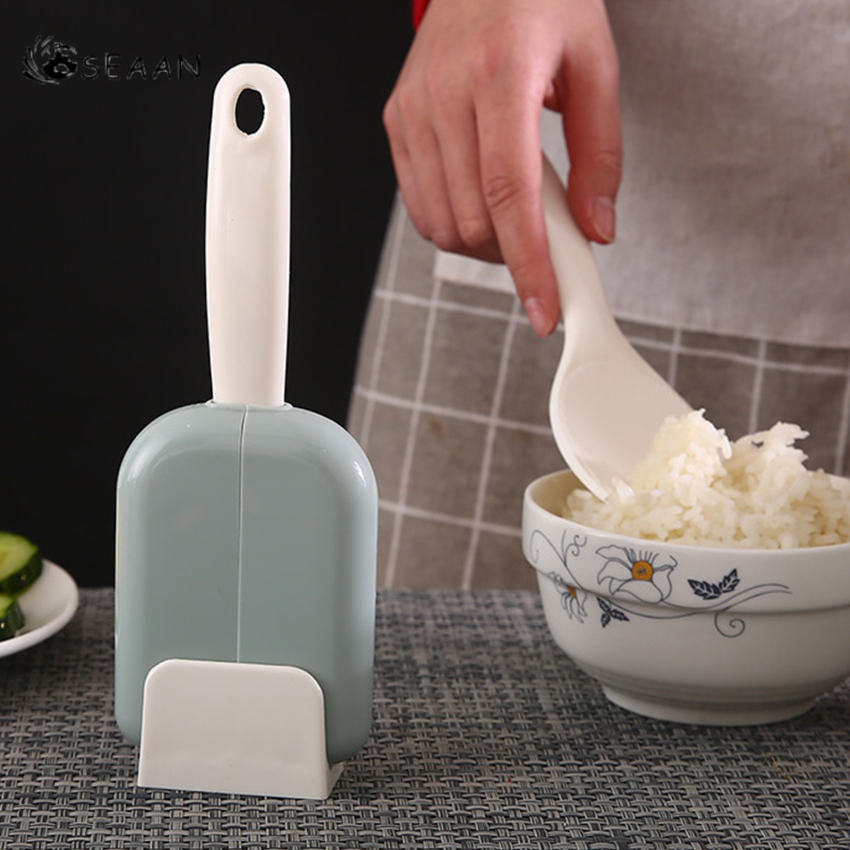 Xới Cơm MUỖNG CƠM Xẻng Xúc Cơm Bằng Nhựa Muỗng Cơm Giá Để Muỗng Đứng Chống Bụi Muỗng Cơm Kèm Hộp Đựng Cho Khách Sạn Nhà Hàng Nhà Bếp Nhà
