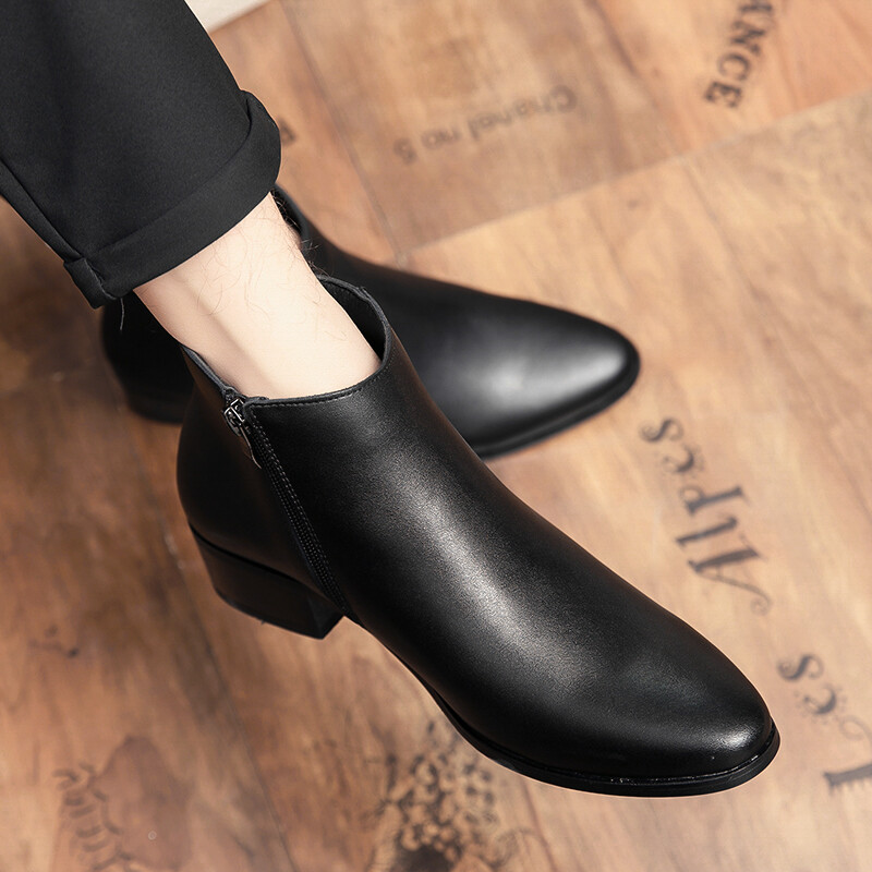 2023 Men Ankle Boots Genuine Leather Men Boots Fashion Men Chelsea Boots Black Comfortable Men Footwear