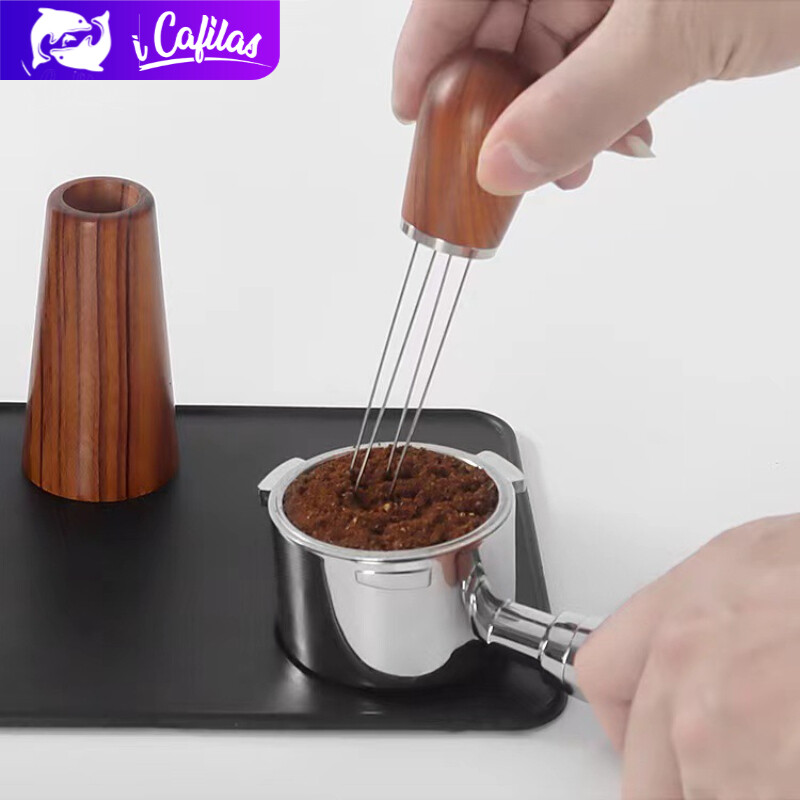 【i Cafilas】[WDT] Dụng Cụ Bằng Gỗ WDT Cào Và Đứng Phân Phối Espresso