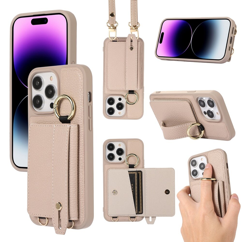 Túi đeo chéo trường hợp đối với iPhone 17 Pro Max 16 Pro 15 iPhone 14 Pro Max iPhone 13/12 Pro Max iPhone 11 16e trường hợp Ví đựng thẻ tín dụng da dây đeo cổ tay khung dây đeo chéo dây ruy băng iPhone trường hợp
