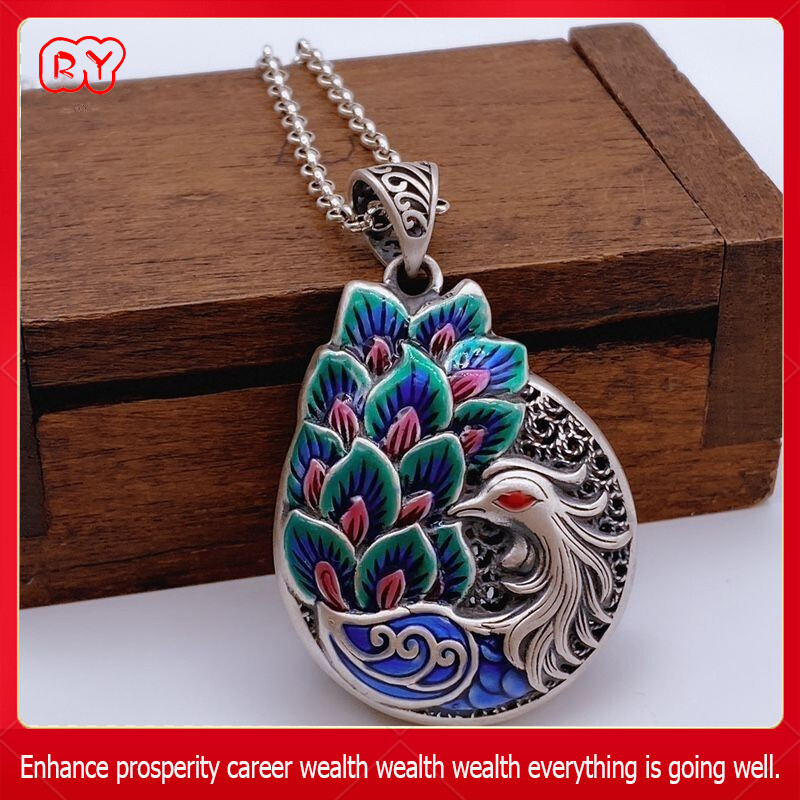 RY-Phoenix pendant vintage ethnic style fashion enamel painted peacock necklace original design