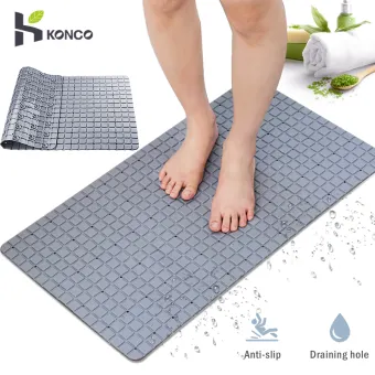 Konco Non Slip Pvc Bathroom Mat For Toilet Gray White Bath Mats Konco Non Slip Pvc Bathroom Mat For