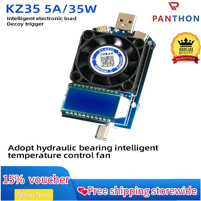 Panthon electronic usb load tester adjustable discharge resistor module 35w test and trigger qc2.0 qc3.0 afc fcp with cooling fan