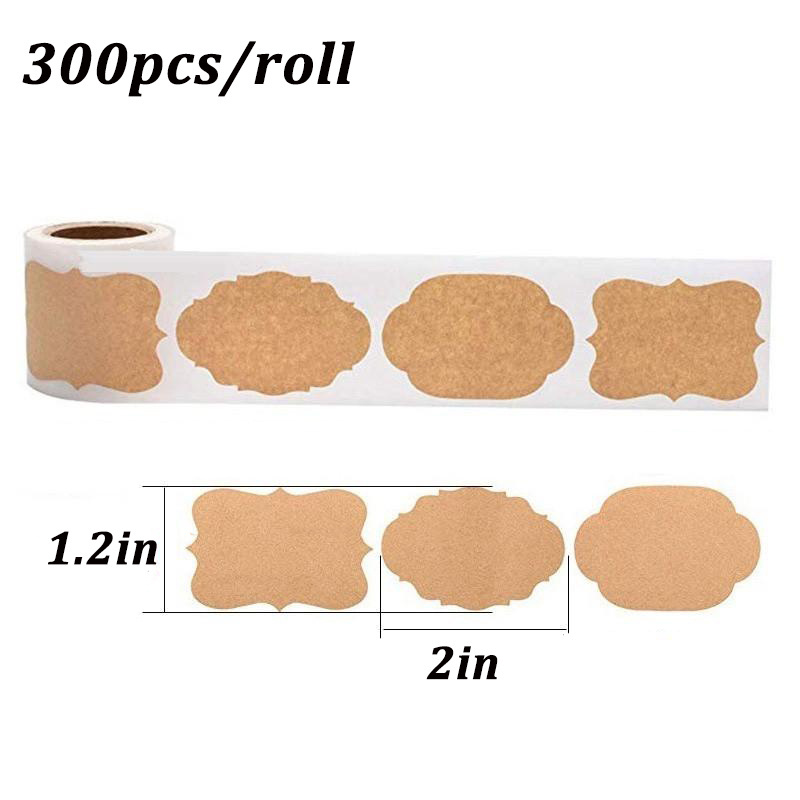 300Pcs/Roll Office Kraft Paper Stickers Food Jar For Classification Label Packaging Baking