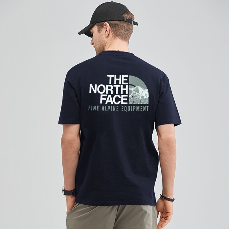 The north face blue t sales shirt