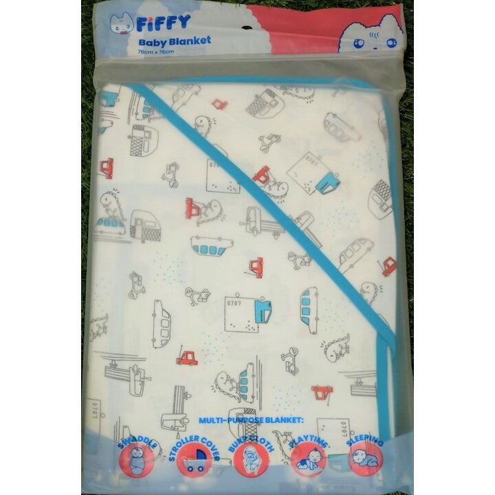 Fiffy Baby Blanket 76cm x 76cm Soft Cotton Bedung Bayi Swaddle Selimut