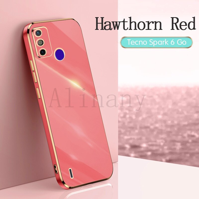 Tecno Spark 6 Go Case Shockproof Soft Silicone Electroplating Back Cover Case Tecno Spark6 Go Phone Casing